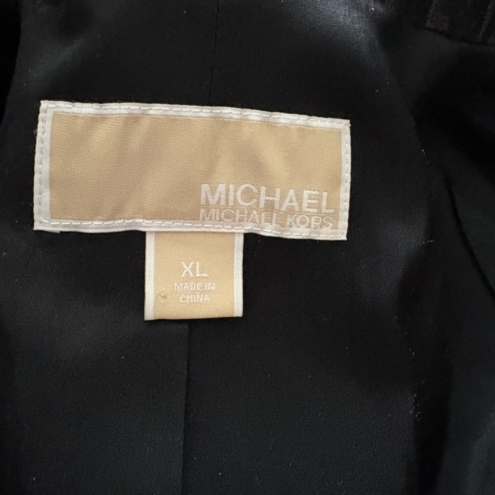 MICHAEL Michael Kors Shiny Black Checkered Trench Coat - Picture 3 of 9